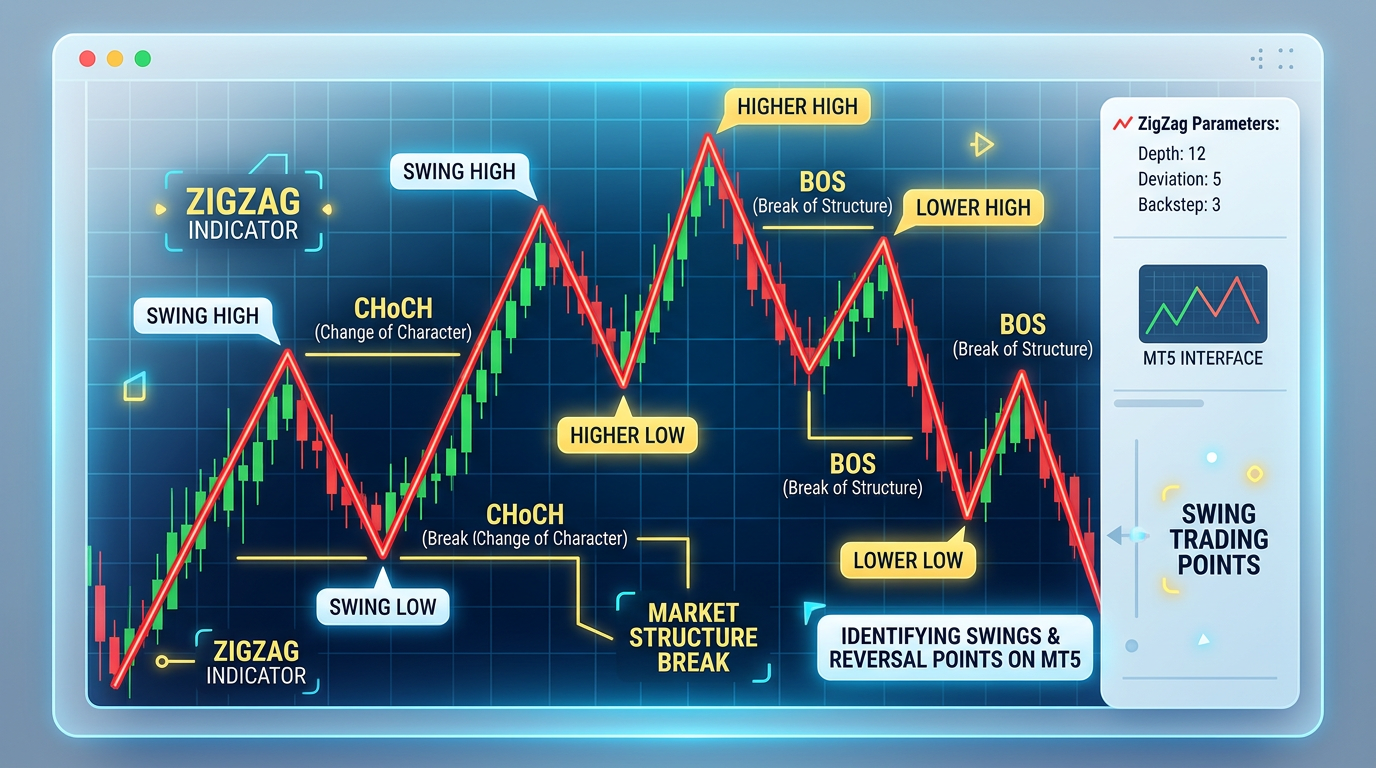ZigZag Indicator for Market Structure: Identifying Swings and Reversal Points on MT5