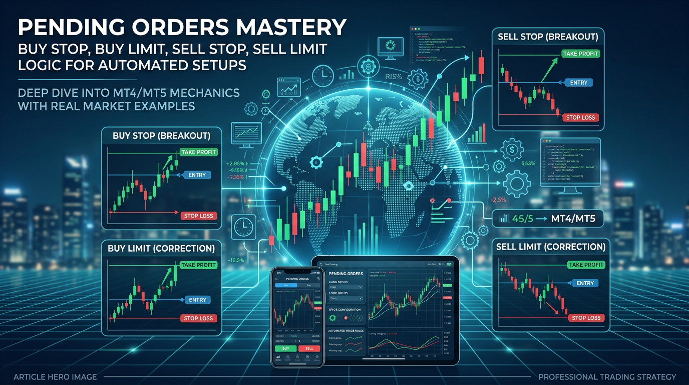 Pending Orders Mastery: Buy Stop, Buy Limit, Sell Stop, Sell Limit Logic for Automated Setups